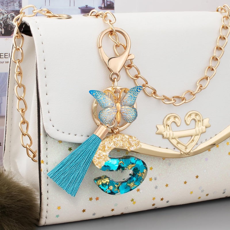 Suweibuke Cute Pink Key Chains for Women Girls, Initial Letter Keychains with Tassel, Charms for Key Purse Handbags Backpacks - Image 3